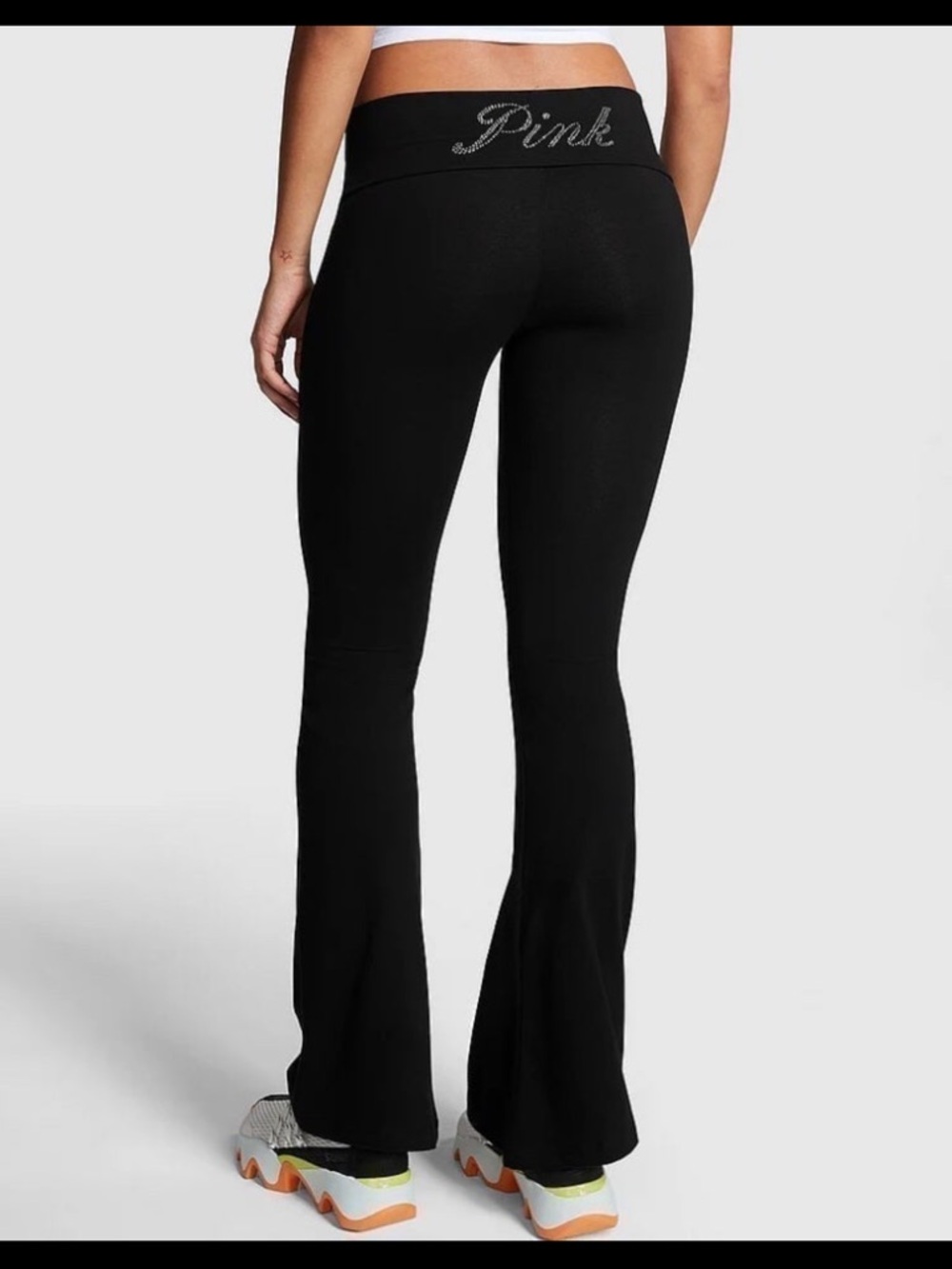 PINK Victoria's Secret Black Leggings with Rhinestone Script - Picture 3 of 4